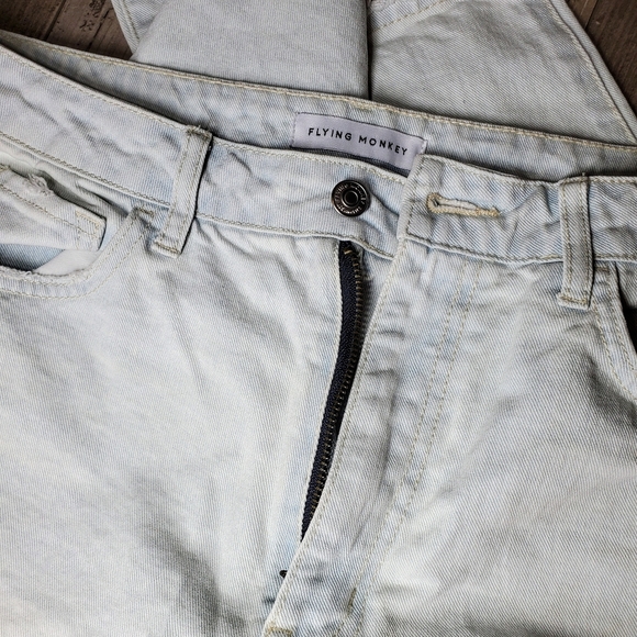 FLYING MONKEY WOMEN'S DISTRESSED HIGH-RISE JEANS SIZE 30 LIGHT WASH BLUE - Picture 12 of 16